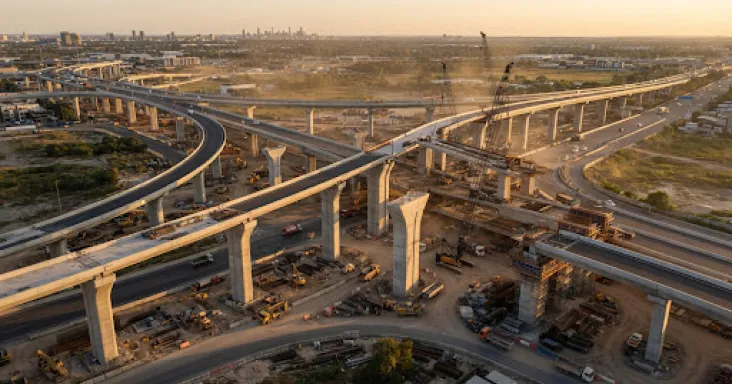 A highway interchange under construction