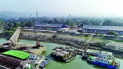 Waterfront ship repair facility construction and riverbank works