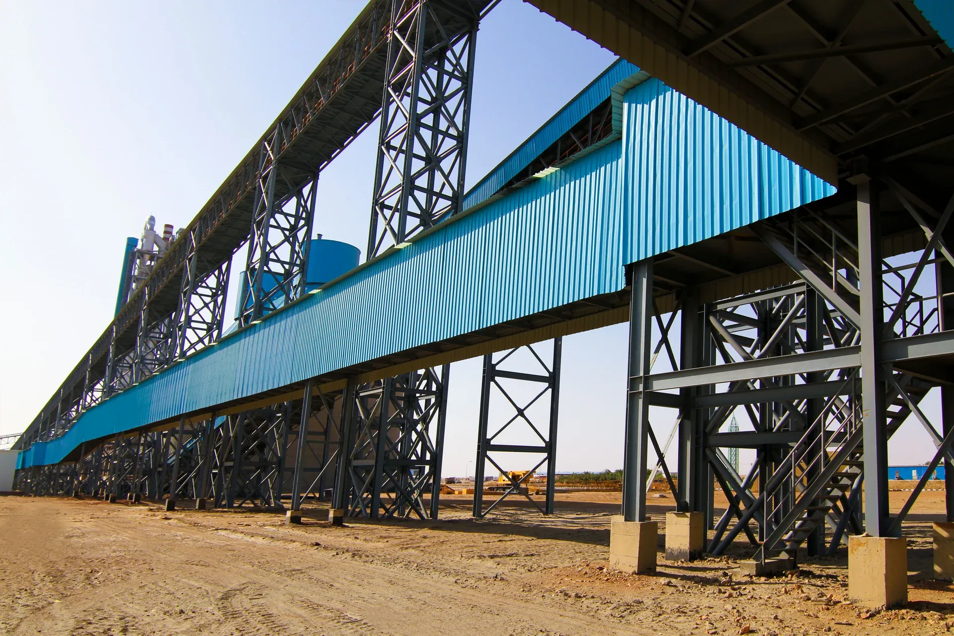 The steel-framed interior of a completed pre-engineered warehouse